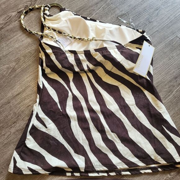 MICHAEL Michael Kors - Ghanzi Zebra Logo Ring One Shoulder Tankinia and bottom S - Picture 5 of 8